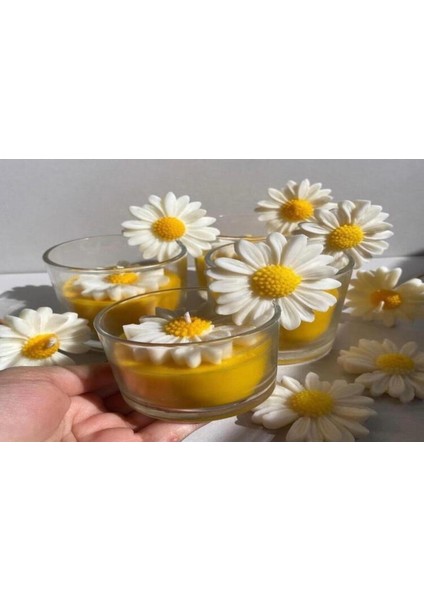 Papatya Motifli Dekoratif Mum 1 Adet