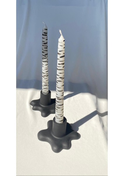 Zebra Desenli 2’li Şamdan Mum