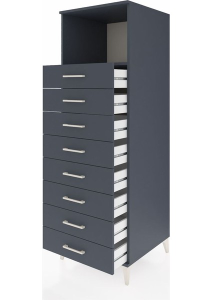 Kronos Dolap Tek Raflı 8 Çekmeceli 60X59X182 Antrasit-Antrasit fırsatları