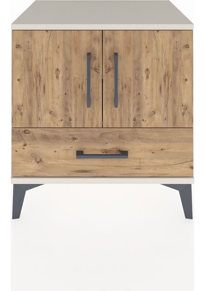 Hyperion Komodin 2 Raflı Tek Çekmeceli 2 Kapaklı 60X44X64 Aytaşı-Çam