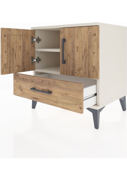 Hyperion Komodin 2 Raflı Tek Çekmeceli 2 Kapaklı 60X44X64 Aytaşı-Çam fırsatları