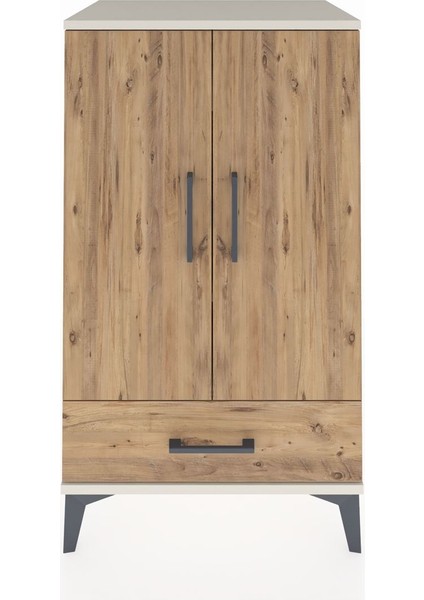 Hyperion Komodin 3 Raflı Tek Çekmeceli 2 Kapaklı 60X44X106 Aytaşı-Çam