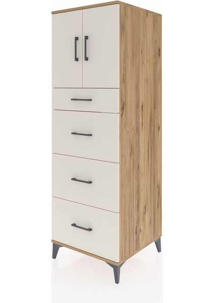 Kronos Dolap Tek Raflı 4 Çekmeceli 2 Kapaklı 60X59X182 Çam-Aytaşı modelleri
