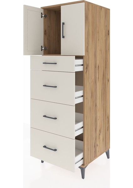 Kronos Dolap Tek Raflı 4 Çekmeceli 2 Kapaklı 60X59X182 Çam-Aytaşı fırsatları