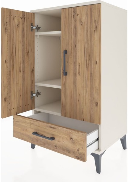 Hyperion Komodin 3 Raflı Tek Çekmeceli 2 Kapaklı 60X44X106 Aytaşı-Çam fırsatları