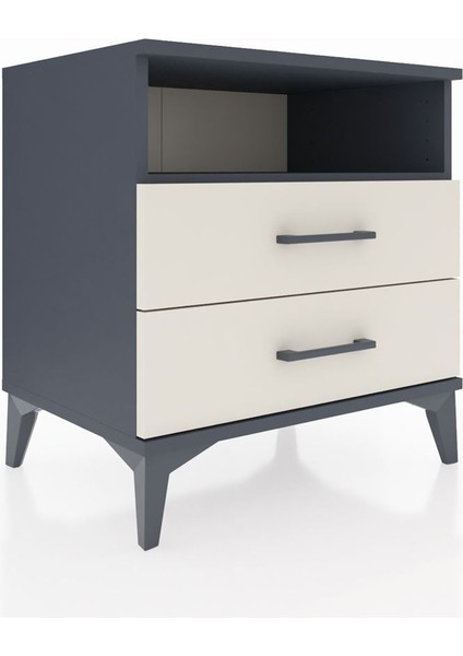 Hyperion Komodin Tek Raflı 2 Çekmeceli 60X44X64 Antrasit-Aytaşı fiyatları