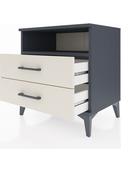 Hyperion Komodin Tek Raflı 2 Çekmeceli 60X44X64 Antrasit-Aytaşı fırsatları