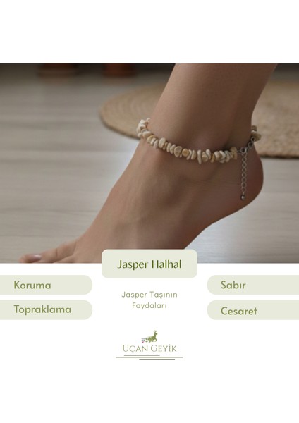 Jasper Kırıktaş Doğal Taş Halhal – Topraklayıcı Enerji Taşı, Denge ve Koruma, El Yapımı Unisex Takı