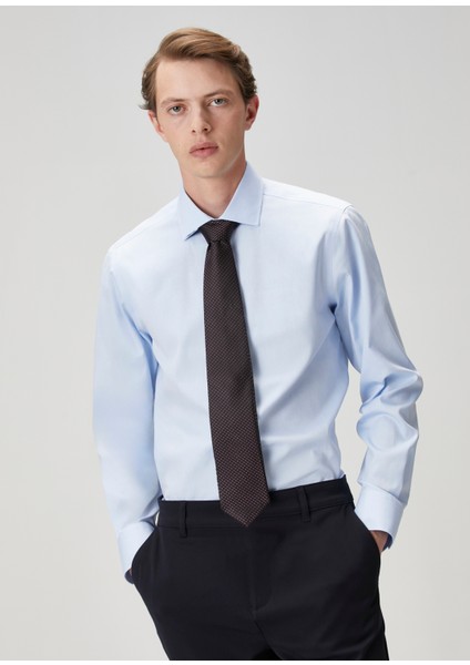 Slim Fit Koyu Mavi Non-Iron Oxford Gömlek fiyatları