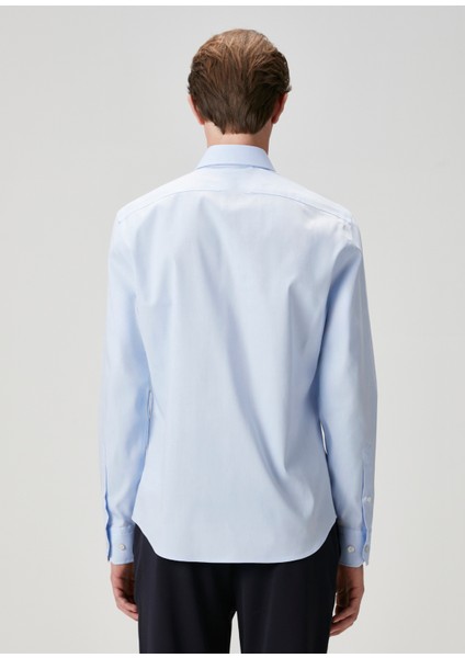 Slim Fit Koyu Mavi Non-Iron Oxford Gömlek