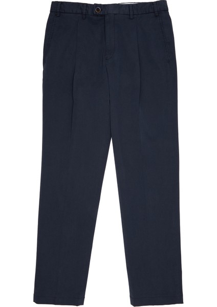 Lacivert Pilili Chino Pantolon