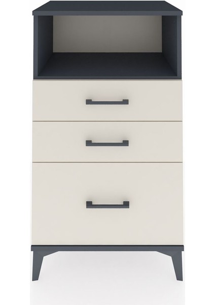 Hyperion Komodin Tek Raflı 3 Çekmeceli 60X44X106 Antrasit-Aytaşı