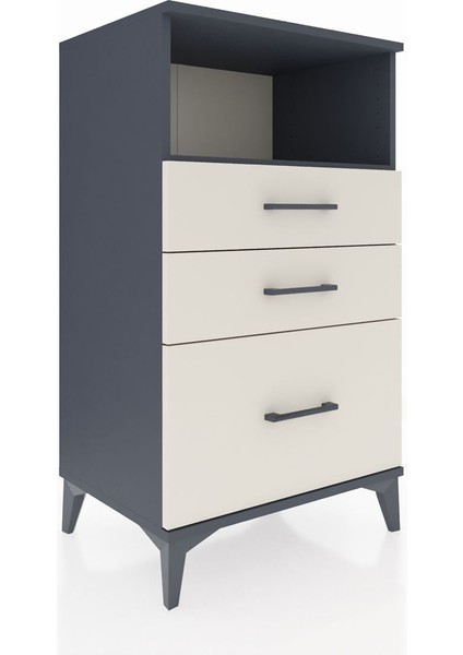 Hyperion Komodin Tek Raflı 3 Çekmeceli 60X44X106 Antrasit-Aytaşı fiyatları