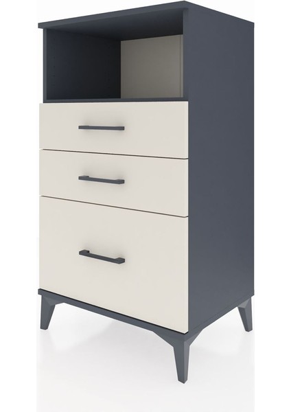 Hyperion Komodin Tek Raflı 3 Çekmeceli 60X44X106 Antrasit-Aytaşı modelleri