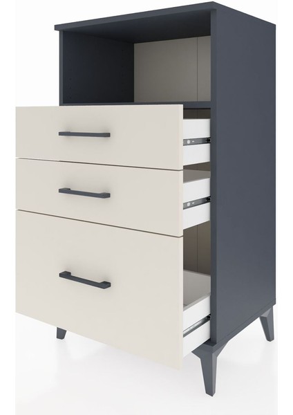 Hyperion Komodin Tek Raflı 3 Çekmeceli 60X44X106 Antrasit-Aytaşı fırsatları
