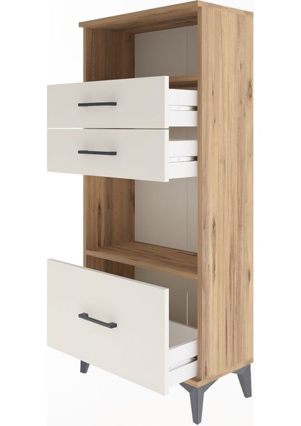 Arges Dolap 2 Raflı 3 Çekmeceli 60X30X134 Çam-Aytaşı fırsatları