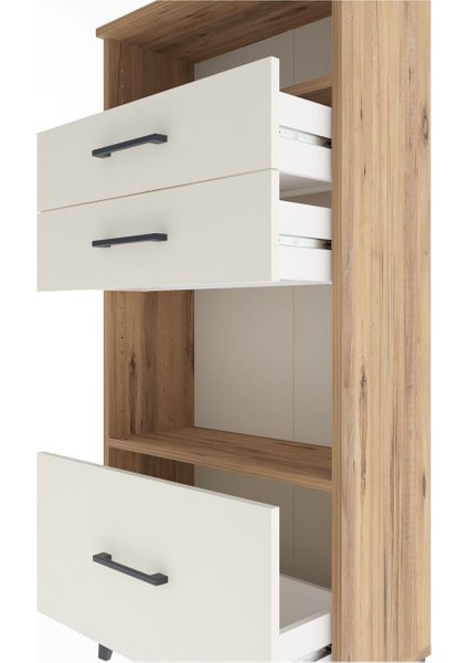 Arges Dolap 2 Raflı 3 Çekmeceli 60X30X134 Çam-Aytaşı indirimleri