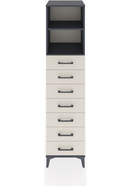 Hyperion Dolap 2 Raflı 7 Çekmeceli 44X44X182 Antrasit-Aytaşı