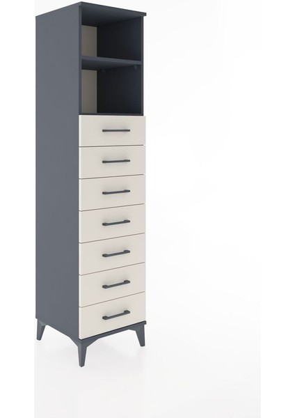 Hyperion Dolap 2 Raflı 7 Çekmeceli 44X44X182 Antrasit-Aytaşı fiyatları