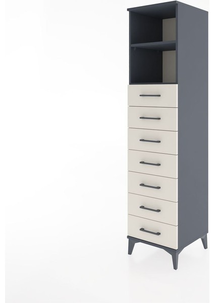 Hyperion Dolap 2 Raflı 7 Çekmeceli 44X44X182 Antrasit-Aytaşı modelleri