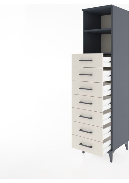 Hyperion Dolap 2 Raflı 7 Çekmeceli 44X44X182 Antrasit-Aytaşı fırsatları