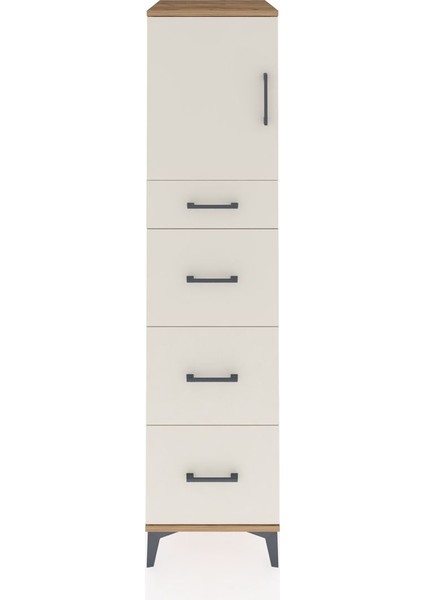 Kronos Dolap Tek Raflı 4 Çekmeceli Tek Kapaklı 44X59X182 Çam-Aytaşı