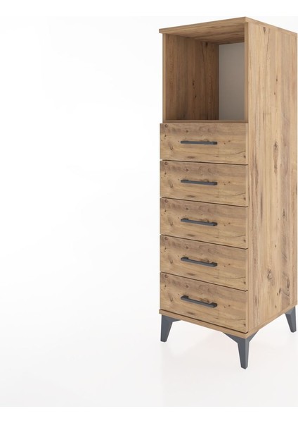 Hyperion Dolap Tek Raflı 5 Çekmeceli 44X44X134 Çam-Çam modelleri