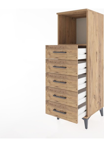 Hyperion Dolap Tek Raflı 5 Çekmeceli 44X44X134 Çam-Çam fırsatları
