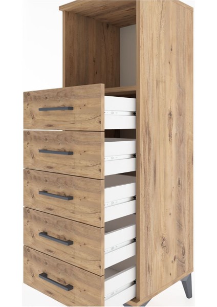 Hyperion Dolap Tek Raflı 5 Çekmeceli 44X44X134 Çam-Çam indirimleri