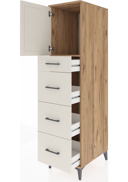 Kronos Dolap Tek Raflı 4 Çekmeceli Tek Kapaklı 44X59X182 Çam-Aytaşı fırsatları