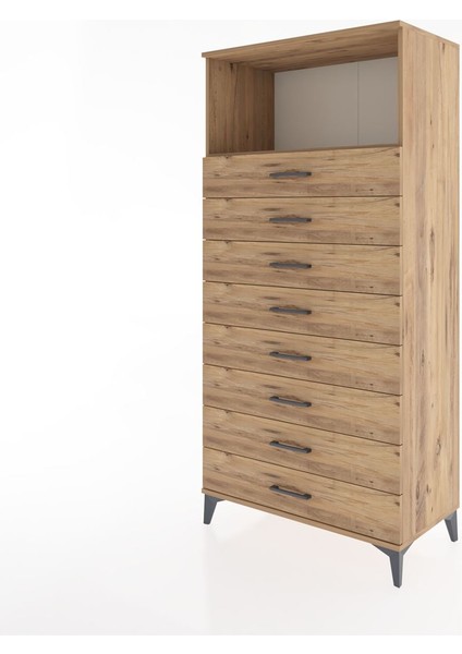 Hyperion Dolap Tek Raflı 8 Çekmeceli 88X44X182 Çam-Çam modelleri