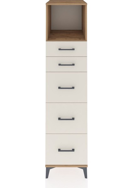 Kronos Dolap Tek Raflı 5 Çekmeceli 44X59X182 Çam-Aytaşı