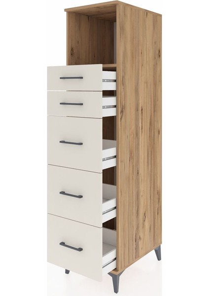 Kronos Dolap Tek Raflı 5 Çekmeceli 44X59X182 Çam-Aytaşı fırsatları