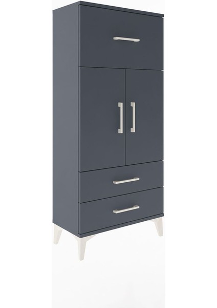 Arges Dolap 2 Raflı 3 Çekmeceli 2 Kapaklı 60X30X134 Antrasit-Antrasit fiyatları