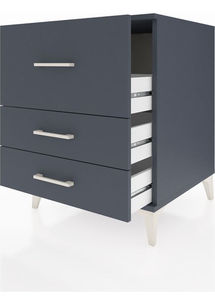 Kronos Komodin 3 Çekmeceli 60X59X80 Antrasit-Antrasit fırsatları