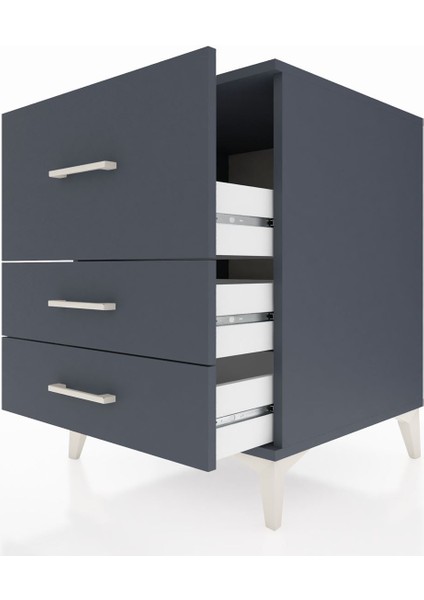 Kronos Komodin 3 Çekmeceli 60X59X80 Antrasit-Antrasit indirimleri