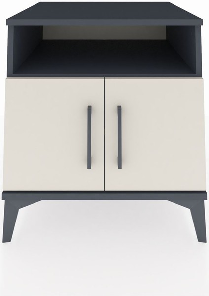 Kronos Komodin 2 Raflı 2 Kapaklı 60X59X64 Antrasit-Aytaşı