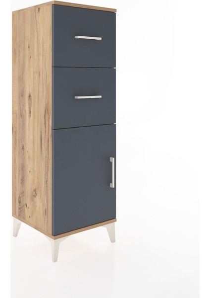 Hyperion Dolap Tek Raflı 2 Çekmeceli Tek Kapaklı 44X44X134 Çam-Antrasit fiyatları