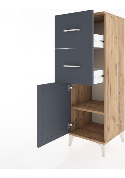 Hyperion Dolap Tek Raflı 2 Çekmeceli Tek Kapaklı 44X44X134 Çam-Antrasit fırsatları