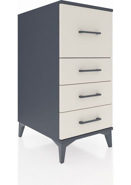 Kronos Komodin 4 Çekmeceli 44X59X96 Antrasit-Aytaşı fiyatları