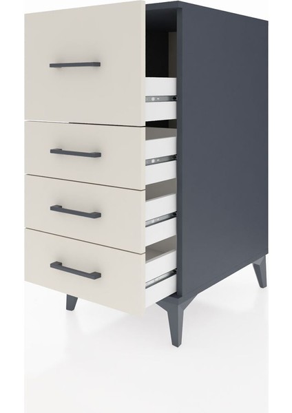 Kronos Komodin 4 Çekmeceli 44X59X96 Antrasit-Aytaşı fırsatları