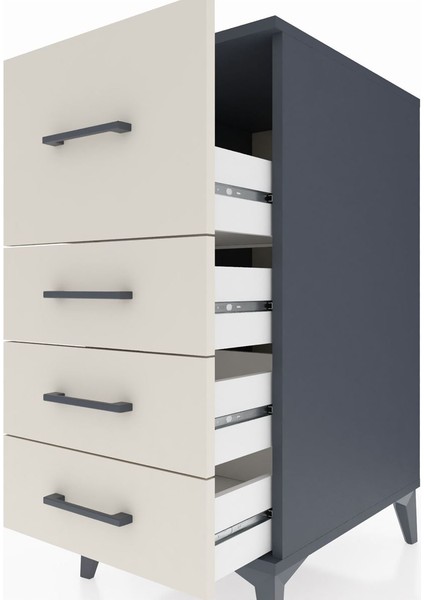 Kronos Komodin 4 Çekmeceli 44X59X96 Antrasit-Aytaşı indirimleri