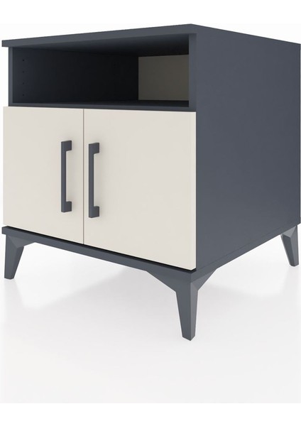 Kronos Komodin 2 Raflı 2 Kapaklı 60X59X64 Antrasit-Aytaşı indirimleri