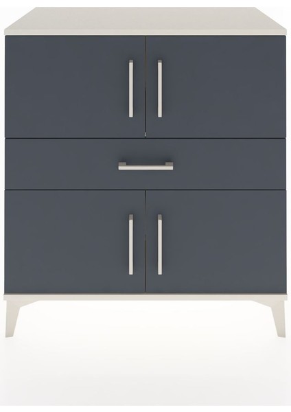 Hyperion Şifonyer 3 Raflı Tek Çekmeceli 4 Kapaklı 88X44X96 Aytaşı-Antrasit