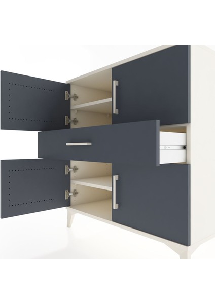 Hyperion Şifonyer 3 Raflı Tek Çekmeceli 4 Kapaklı 88X44X96 Aytaşı-Antrasit indirimleri