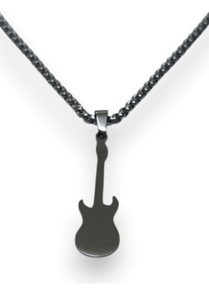 Gümüş Renk Gitar Model Unisex Arnavut Zincir Çelik Kolye fiyatları