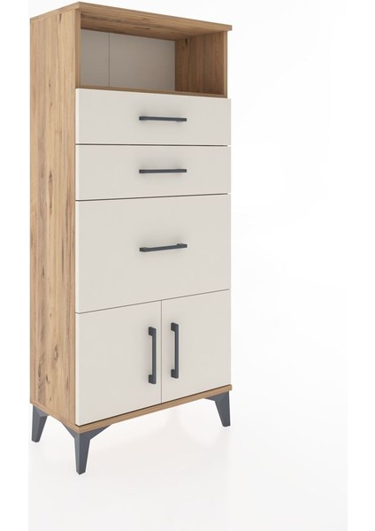 Hyperion Dolap Tek Raflı 3 Çekmeceli 2 Kapaklı 60X44X134 Çam-Aytaşı fiyatları