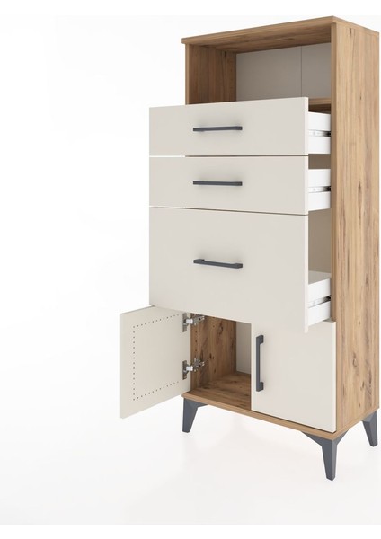 Hyperion Dolap Tek Raflı 3 Çekmeceli 2 Kapaklı 60X44X134 Çam-Aytaşı fırsatları