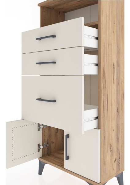 Hyperion Dolap Tek Raflı 3 Çekmeceli 2 Kapaklı 60X44X134 Çam-Aytaşı indirimleri