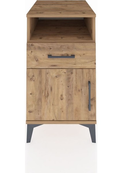 Kronos Komodin Tek Raflı Tek Çekmeceli Tek Kapaklı 44X59X80 Çam-Çam